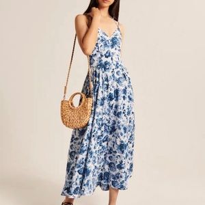 Abercrombie & Fitch Strappy Plunge Corset Maxi Dress
